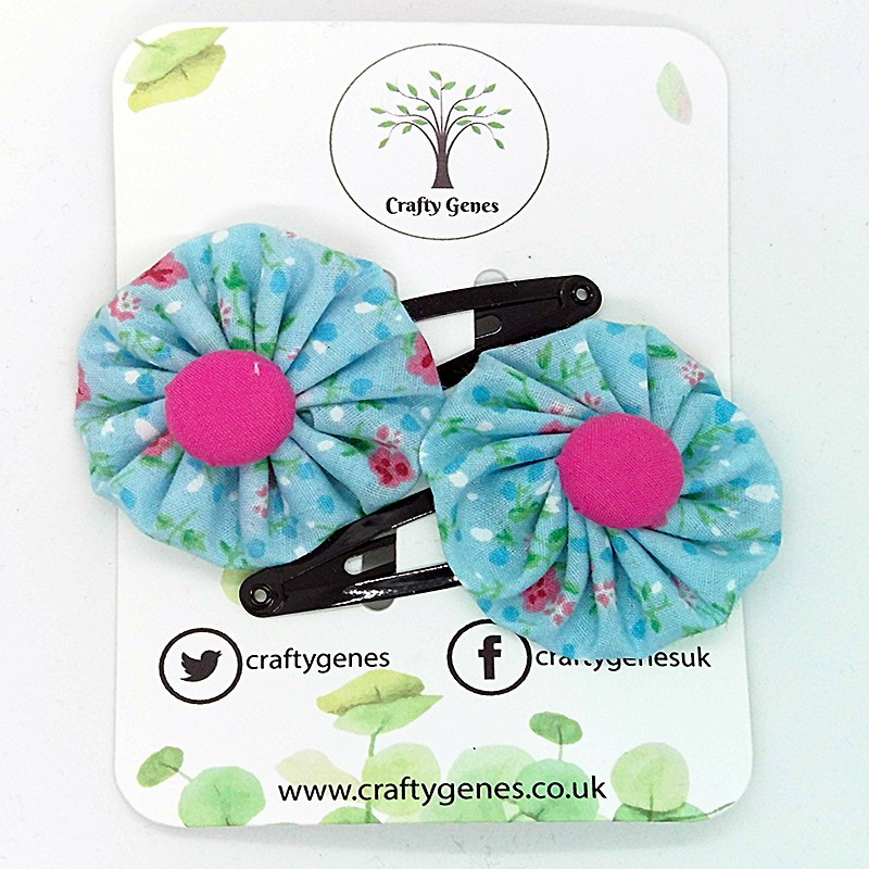 Blue Ditsy Floral Hair Clips