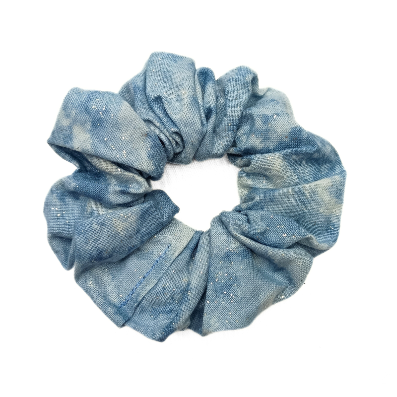 Denim Marble & Sparkle Scrunchie