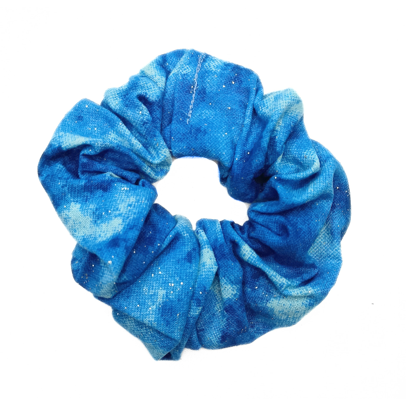 Royal Blue Marble & Sparkle Scrunchie