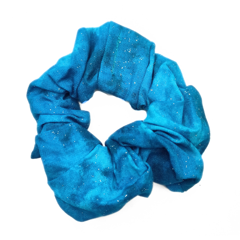 Teal Marble & Sparkle Scrunchie