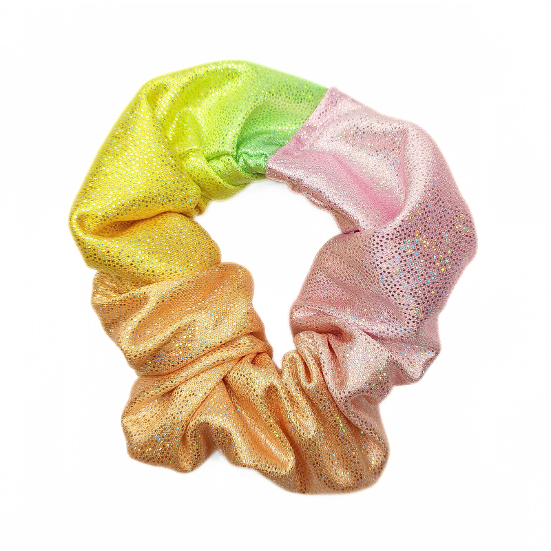 Pink, Orange, Yellow & Green Sparkle Scrunchie