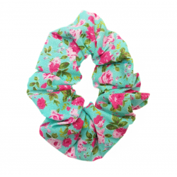 Blue & Pink Floral Scrunchie