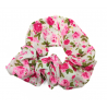 White Cerise Floral Scrunchie