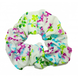 White Floral Hair Scrunchie