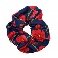 Navy Poppy Scrunchie