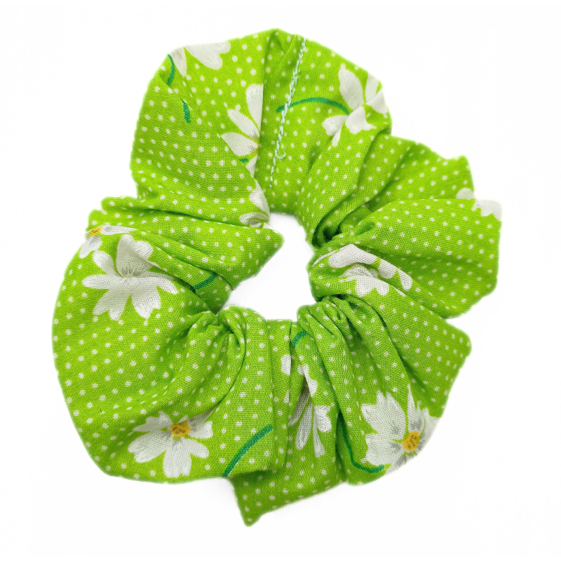 Lime Green Daisy Scrunchie