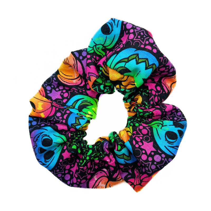 Halloween Rainbow Pumpkin Scrunchie