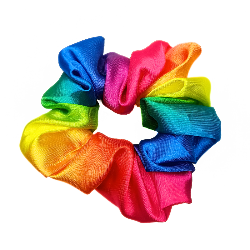 Rainbow Satin Scrunchie