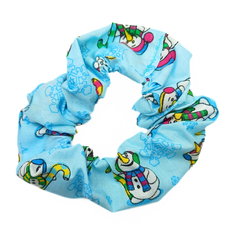 Blue Snowman Christmas Scrunchie