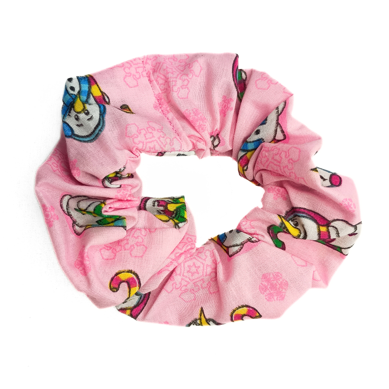 Pink Snowman Christmas Scrunchie