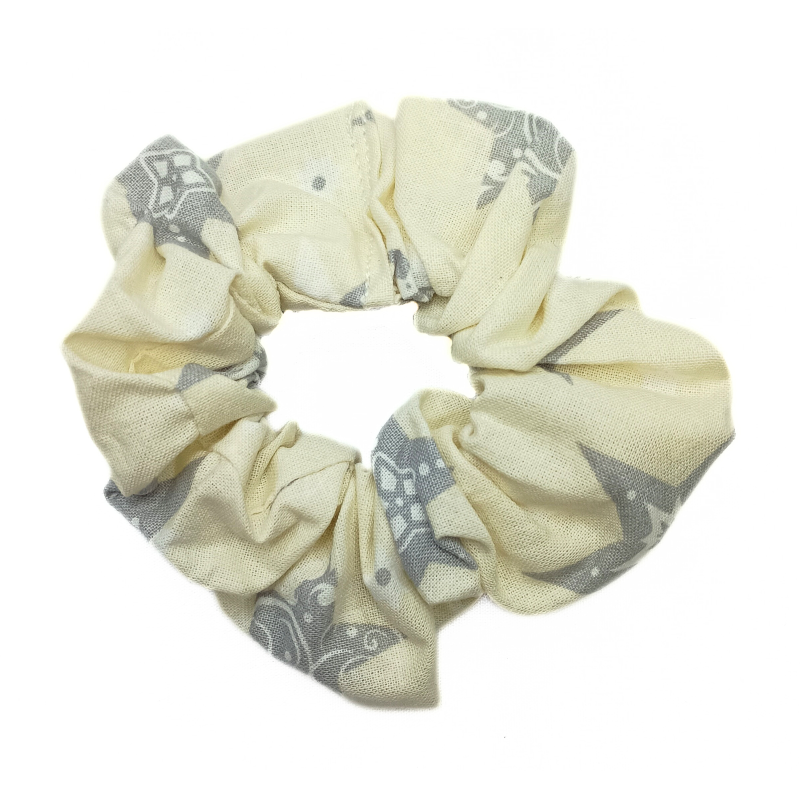 Cream & Silver Star Christmas Scrunchie