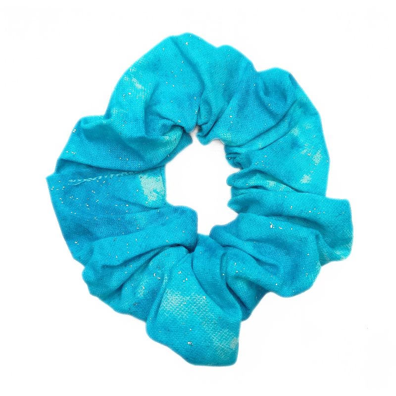 Turquoise Marble & Sparkle Scrunchie