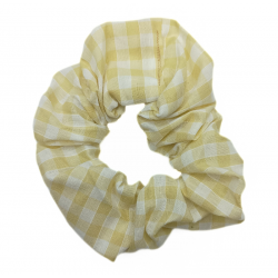 Beige Gingham Scrunchie