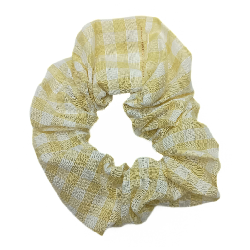 Beige Gingham Scrunchie
