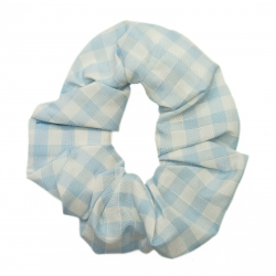 Pale Blue Gingham Scrunchie