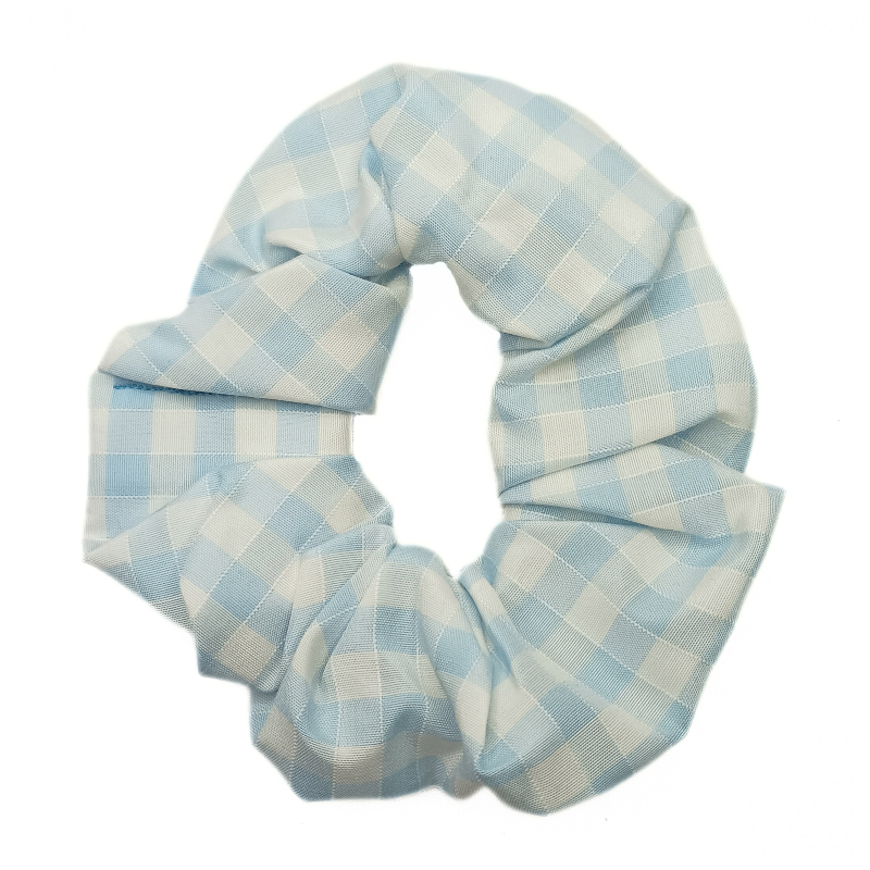 Pale Blue Gingham Scrunchie