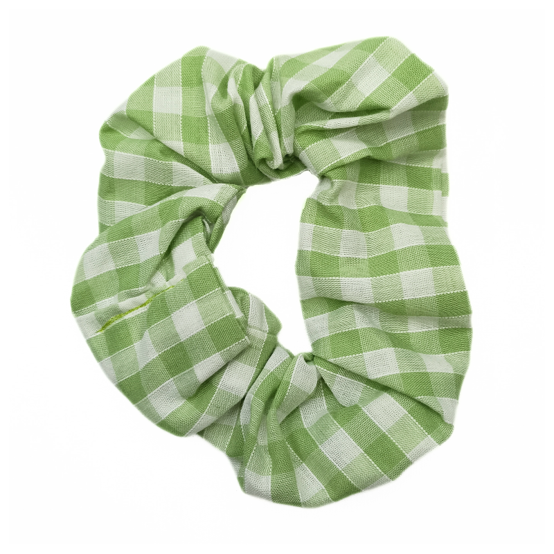 Lime Green Gingham Scrunchie