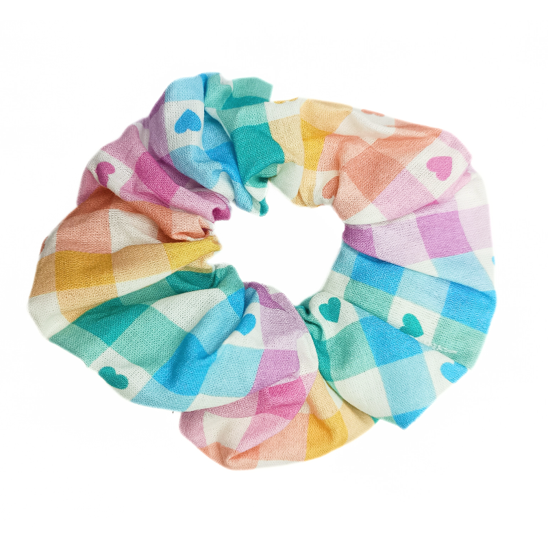 Rainbow Gingham Scrunchie