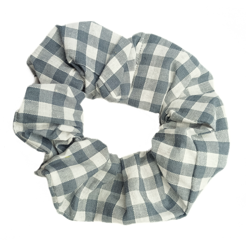 Grey Gingham Scrunchie
