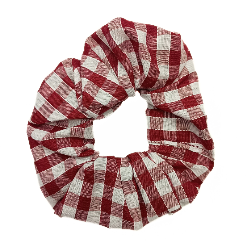 Burgundy Gingham Scrunchie