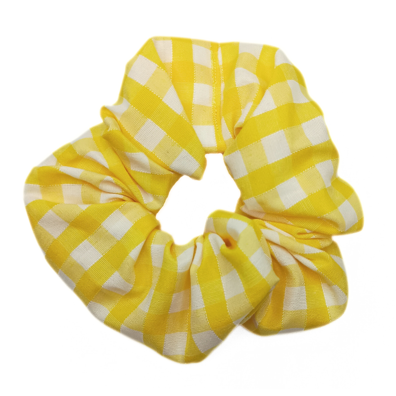 Yellow Gingham Scrunchie
