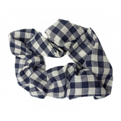 Navy Gingham Scrunchie