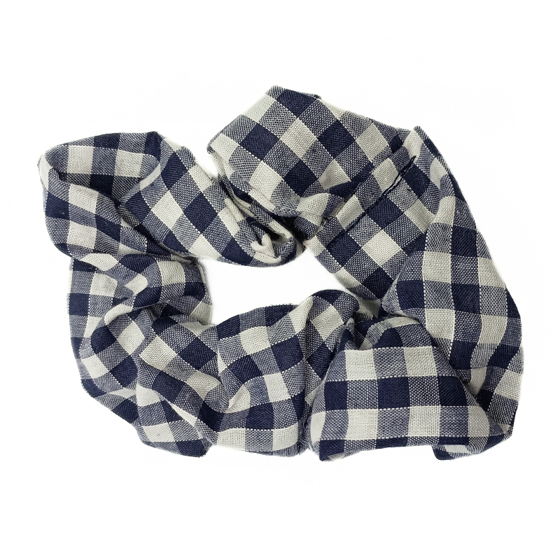 Navy Gingham Scrunchie
