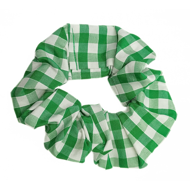 Green Gingham Scrunchie