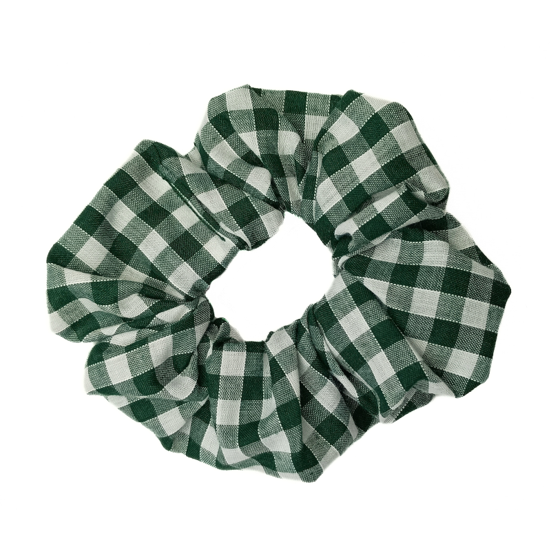 Forest Green Gingham Scrunchie