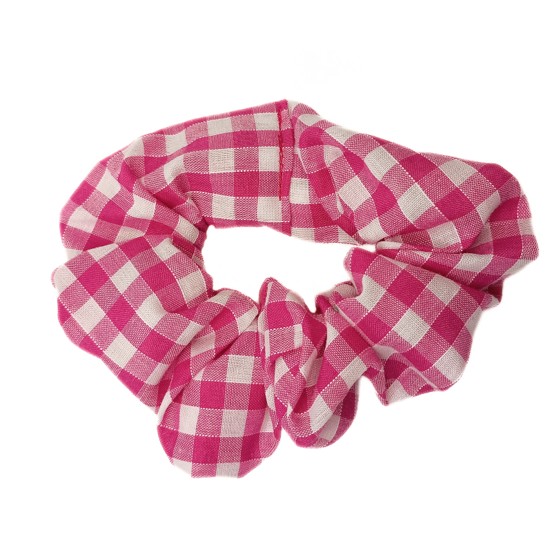 Cerise Gingham Scrunchie
