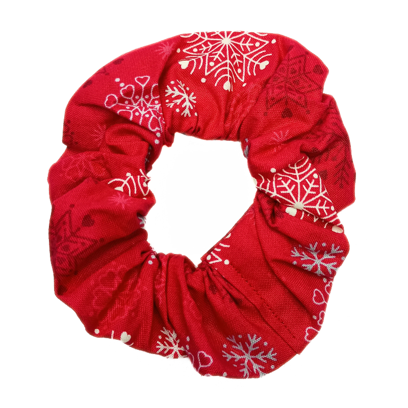 Glow in the Dark Red Snowflake Christmas Scrunchie