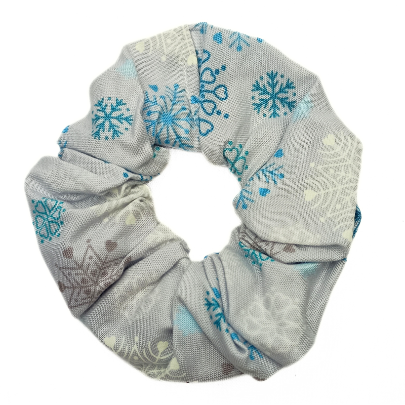 Glow in the Dark Silver Snowflake Christmas Scrunchie