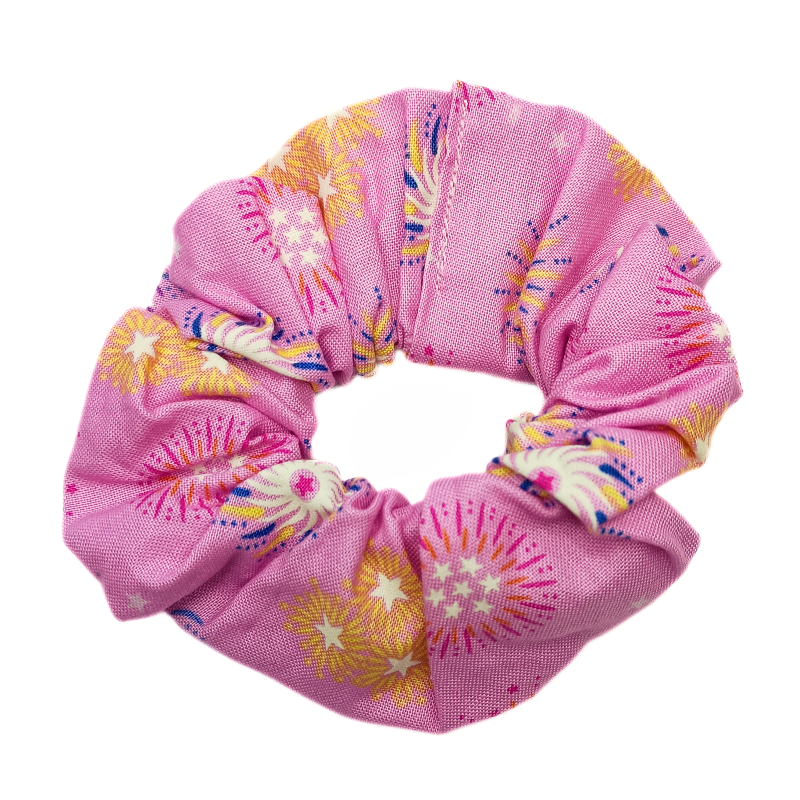 Glow in the Dark Pink Fireworks Scrunchie