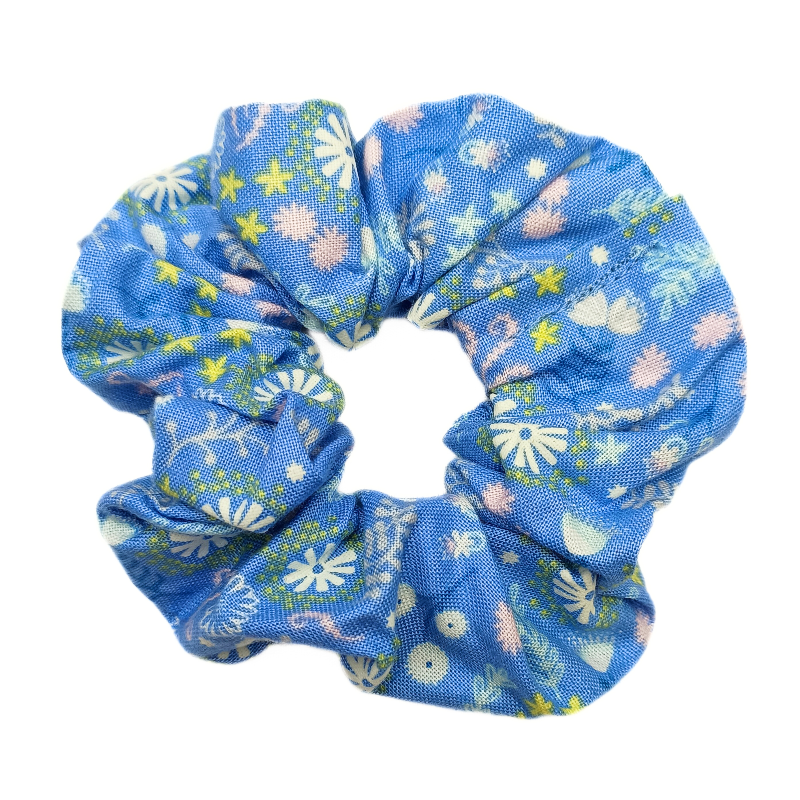 Glow in the Dark Blue Floral Scrunchie