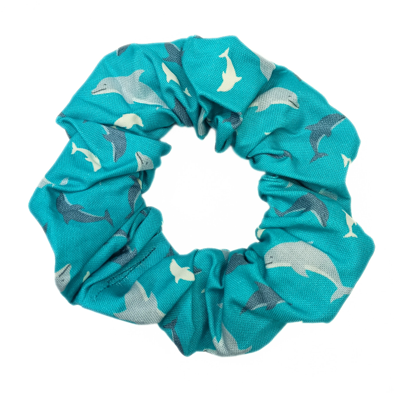 Glow in the Dark Teal Dolphin Scrunchie