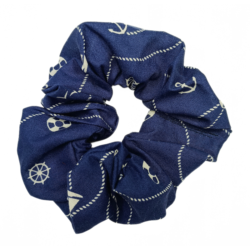 Navy Nautical Hair Scrunchie