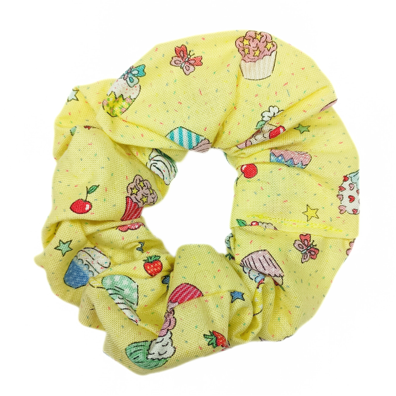 Yellow Afternoon Tea Cupcake Scrunchie