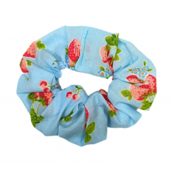 Blue Strawberry Scrunchie