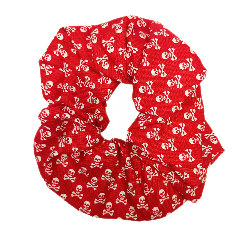 Red Ditsy Skull & Crossbones Scrunchie