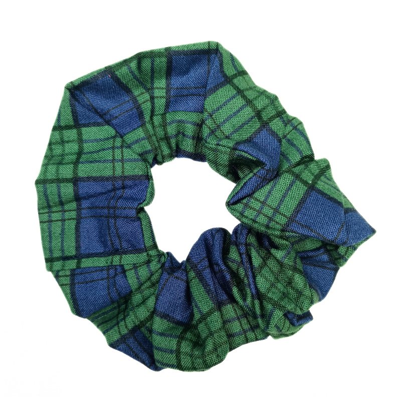 Green and Blue Tartan Scrunchie