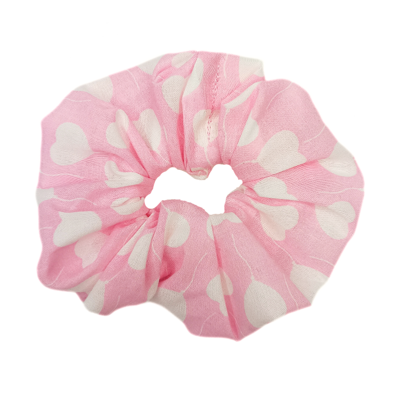 Pink Heart Scrunchie