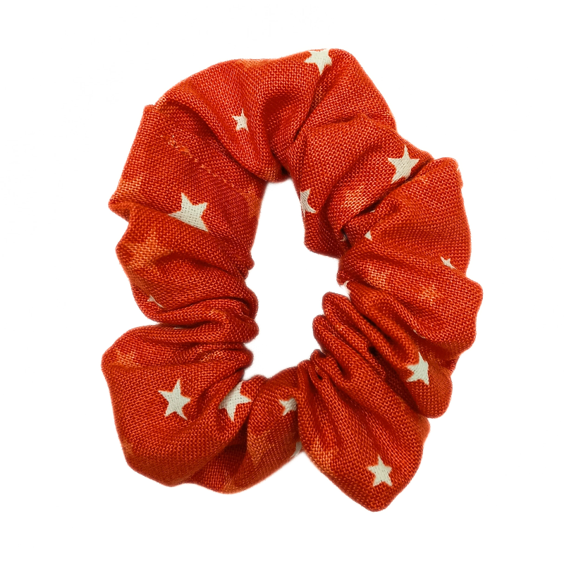 Glow in the Dark Orange Stars Halloween Mini Scrunchie