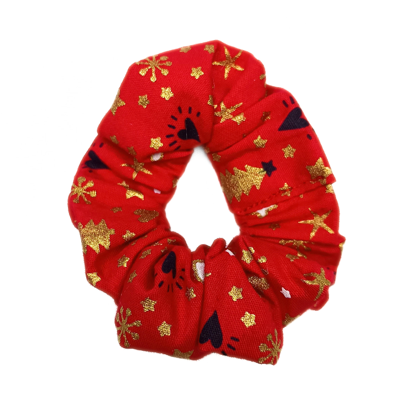 Red & Gold Mini Christmas Scrunchie