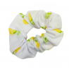 White and Yellow Floral Mini Scrunchie