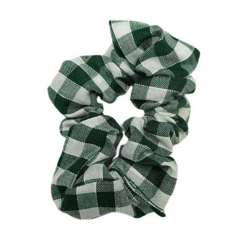Forest Green Gingham Mini Scrunchie