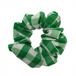 Green Gingham Mini Scrunchie