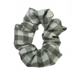 Grey Gingham Mini Scrunchie