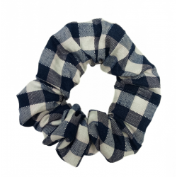 Navy Gingham Mini Scrunchie