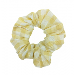 Beige Gingham Mini Scrunchie