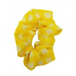Yellow Gingham Mini Scrunchie